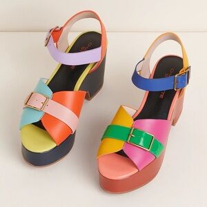 Charlotte Stone Raf Heeled Platform Sandal in Solimar Size 6